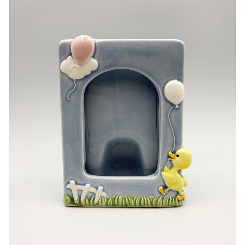 Vintage Tailored Tiles Ceramic Baby Picture‎ Frame Blue Nursery Duck Balloon 3x4